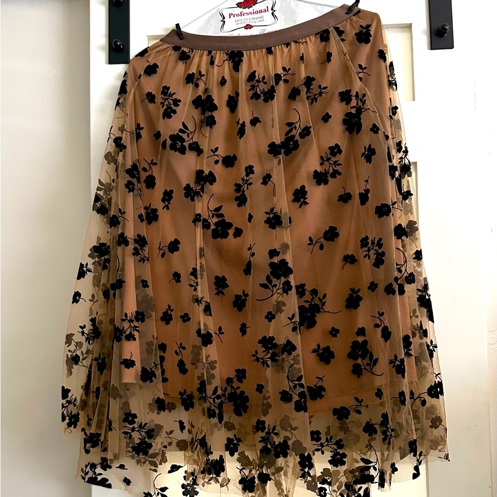 Floral Black and Tan Skirt